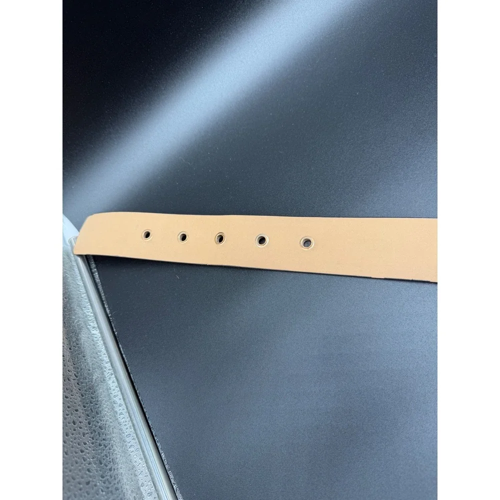 Michael Kors Mens Monogram Logo Belt Beige Brown Gold‎ Buckle 556023 Size M